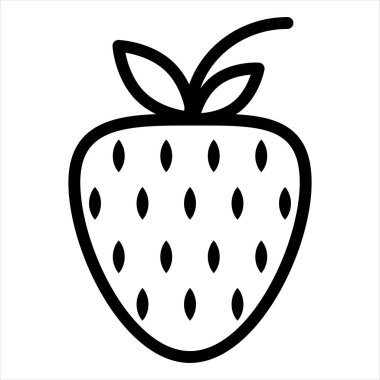 Çilek çizgi simgesi vektör çizimi beyaz arkaplanda izole edildi