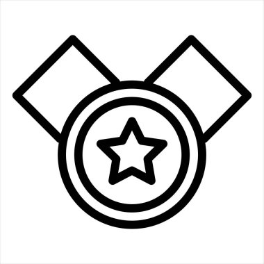 Madalya çizgisi ikon vektör çizimi beyaz arkaplanda izole edildi