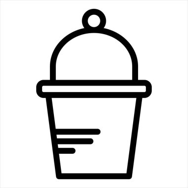 Kova çizgisi simgesi çizimi beyaz arkaplanda izole edildi