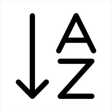 Beyaz arkaplanda izole edilmiş alfabe satır simgesi vektör çizimi