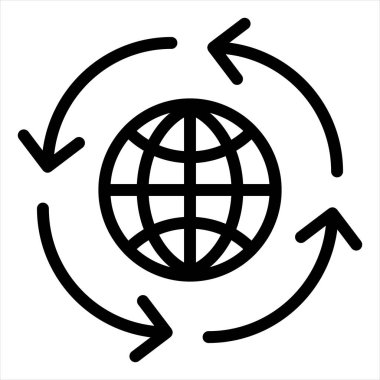 beyaz arkaplanda izole edilmiş dünya çizgisi simgesi vektör çizimi