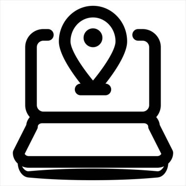 Dizüstü bilgisayar çizgisi simgesi çizimi beyaz arkaplanda izole edildi