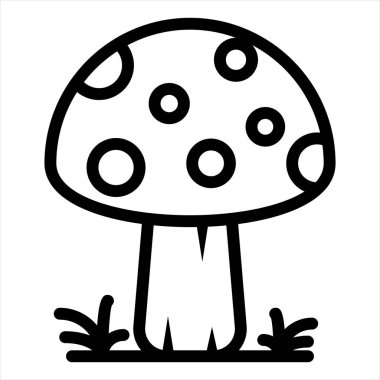 Beyaz arkaplanda izole edilmiş mantar çizgisi simgesi vektör çizimi