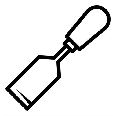 Beyaz arkaplanda izole edilmiş keski çizgisi simgesi vektör çizimi