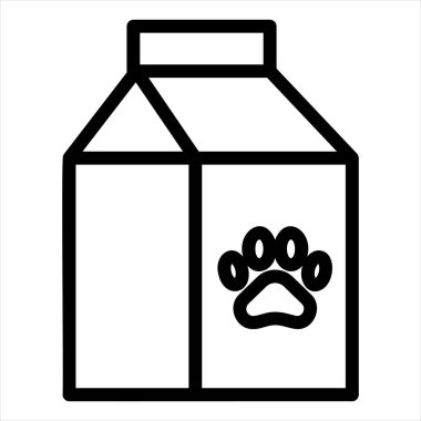 süt kedisi çizgi simgesi vektör çizimi beyaz arkaplanda izole