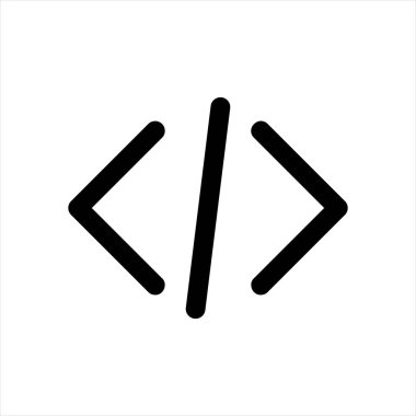 Beyaz arkaplanda izole edilmiş kod satırı simgesi vektör çizimi