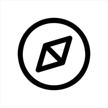 beyaz arkaplanda izole edilmiş pusula çizgisi simgesi çizimi