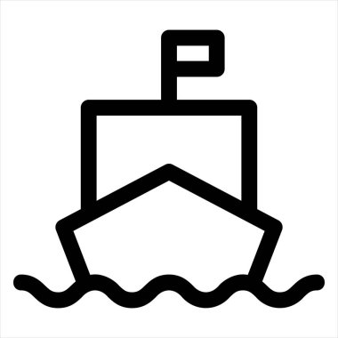 Beyaz arkaplanda izole edilmiş gemi çizgisi simgesi çizimi