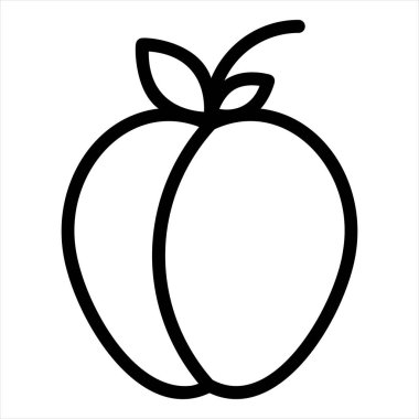 şeftali çizgisi simgesi çizimi beyaz arkaplanda izole edildi