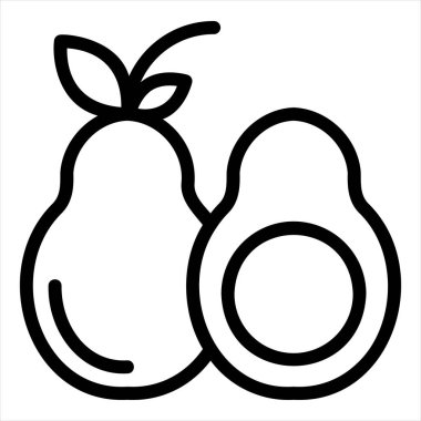 avokado çizgisi simgesi çizimi beyaz arkaplanda izole edildi