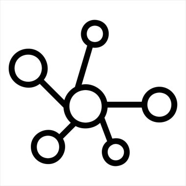 Beyaz arkaplanda molekül çizgisi simgesi çizimi izole edildi