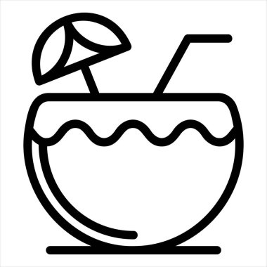 Hindistan cevizi çizgi simgesi vektör çizimi beyaz arkaplanda izole edildi