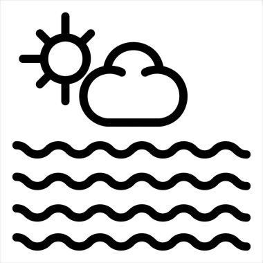 beyaz arkaplanda izole edilmiş deniz hattı ikonu vektör illüstrasyonu