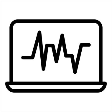 Dizüstü bilgisayar çizgisi simgesi çizimi beyaz arkaplanda izole edildi
