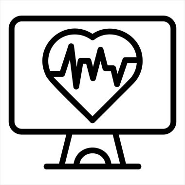 Beyaz arkaplanda izole edilmiş ekran çizgisi ikonu vektör çizimi