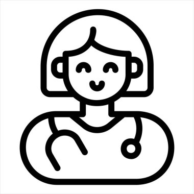 Doktor satırı simgesi çizimi beyaz arkaplanda izole edildi