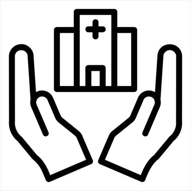 Hastane çizgisi simgesi vektör çizimi beyaz arkaplanda izole edildi