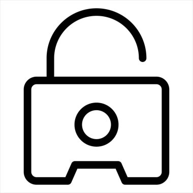 Beyaz arkaplanda kilit çizgisi simgesi çizimi izole edildi