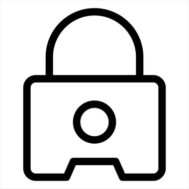 Beyaz arkaplanda kilit çizgisi simgesi çizimi izole edildi