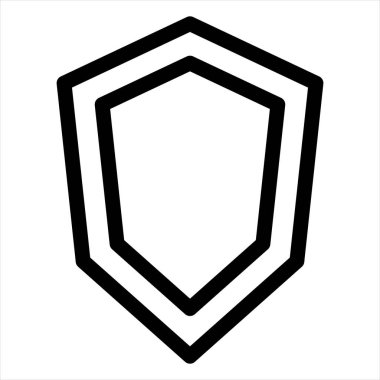 Beyaz arkaplanda izole edilmiş kalkan çizgi simgesi vektör çizimi