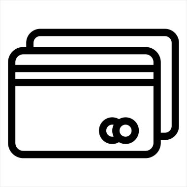 Beyaz arkaplanda izole edilmiş kredi kartı çizgisi ikonu vektör çizimi