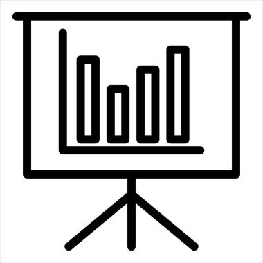 Beyaz arkaplanda izole edilmiş sunum satırı simgesi vektör çizimi