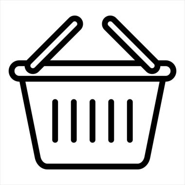 Sepet çizgisi simgesi çizimi beyaz arkaplanda izole edildi