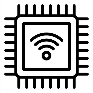 İşlemci satırı simgesi çizimi beyaz arkaplanda izole edildi