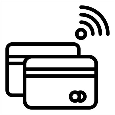 Beyaz arkaplanda izole edilmiş kredi kartı çizgisi ikonu vektör çizimi