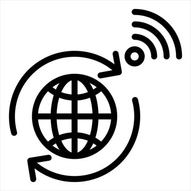 dünya çizgisi simgesi çizimi beyaz arkaplanda izole edildi