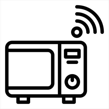 Beyaz arkaplanda izole edilmiş mikrodalga çizgi simgesi vektör çizimi
