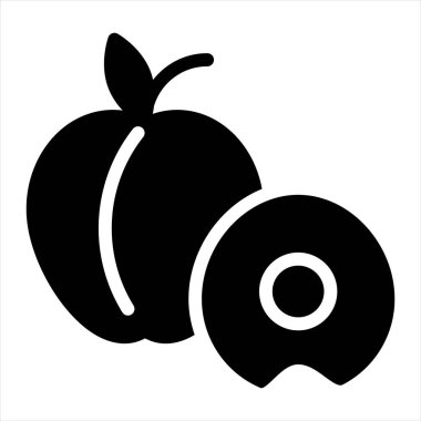 şeftali kabartma simgesi vektör çizimi beyaz arkaplanda izole edildi