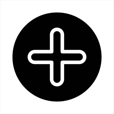 Beyaz arkaplanda izole edilmiş glyph simgesi vektör illüstrasyonu ekle