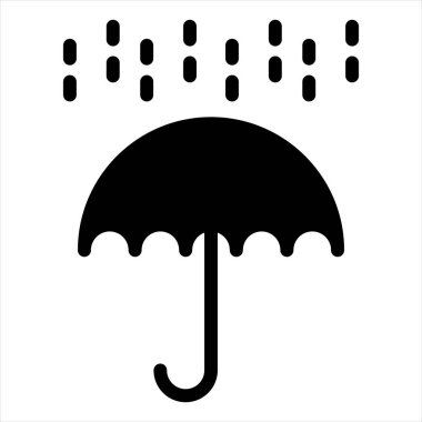 Beyaz arkaplanda izole edilmiş şemsiye glyph ikon vektör çizimi