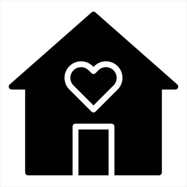 Beyaz arkaplanda izole edilmiş ev glifleri simgesi vektör çizimi