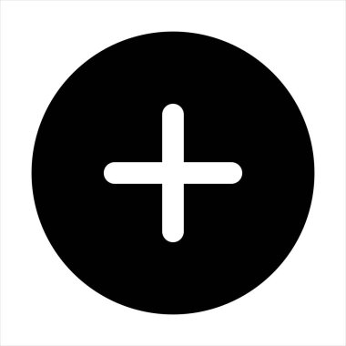 Artı beyaz arkaplanda izole edilmiş sembol vektör çizimi