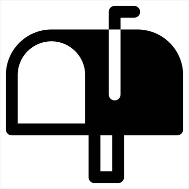 Beyaz arkaplanda izole edilmiş posta kutusu simgesi vektör illüstrasyonu