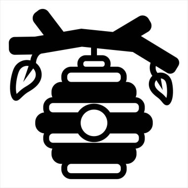 Beyaz arkaplanda izole edilmiş arı kovanı simgesi vektör çizimi