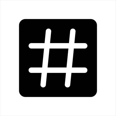 beyaz arkaplanda izole edilmiş hash glyph simge vektör çizimi