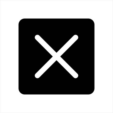 Beyaz arkaplanda izole edilmiş çapraz glyph ikon vektör çizimi