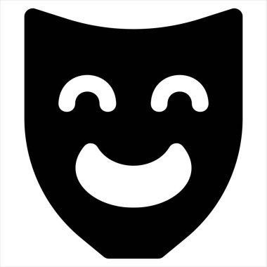 beyaz arkaplanda izole edilmiş maske glyph simgesi vektör çizimi