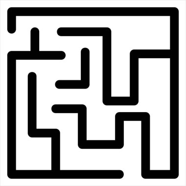 Beyaz arkaplanda izole edilmiş labirent glyph ikon vektör çizimi