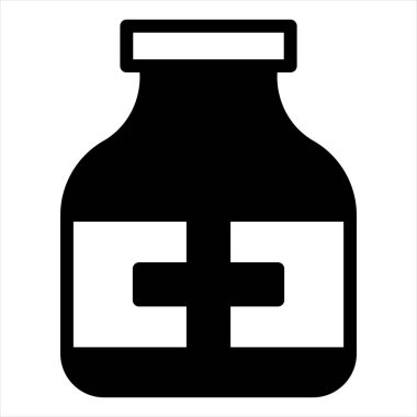 Beyaz arkaplanda izole edilmiş şişe glyph ikon vektör çizimi