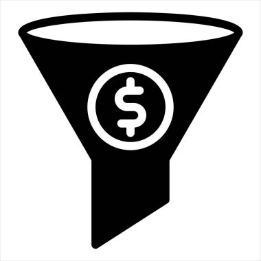 Beyaz arkaplanda izole edilmiş filtre glyph ikon vektör çizimi