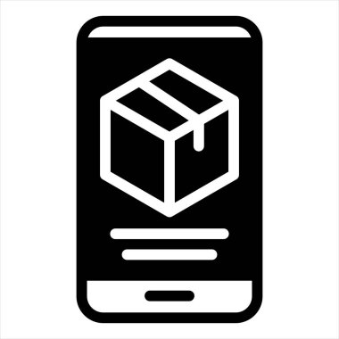 Beyaz arkaplanda izole edilmiş telefon glyph simgesi vektör çizimi