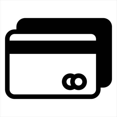 Beyaz arkaplanda izole edilmiş kredi kartı glyph vektör çizimi