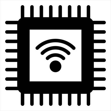 İşlemci sembolü vektör çizimi beyaz arkaplanda izole edildi