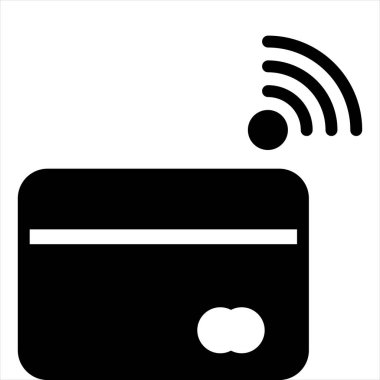 Beyaz arkaplanda izole edilmiş kredi kartı glyph vektör çizimi