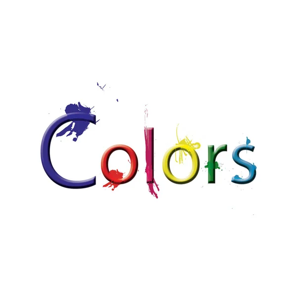 Kleurrijke Kleuren Tekst Witte Achtergrond — Stockfoto