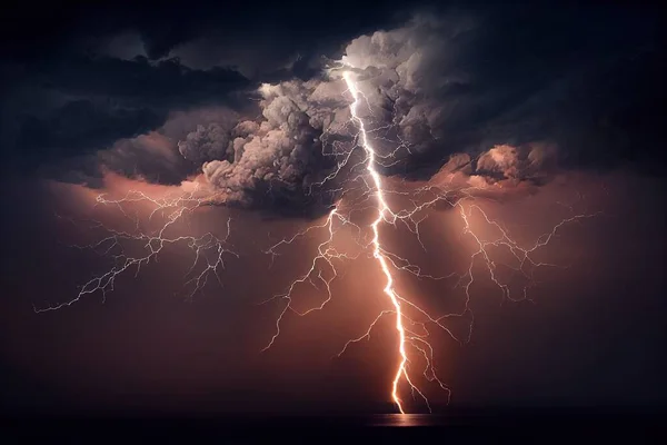 Ілюстрація Шоу Блискавок Під Час Екстремальної Погоди Стокове Фото